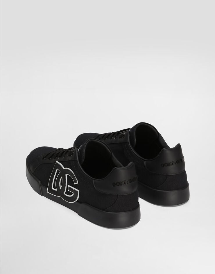 Dolce & Gabbana Portofino light strobel sneakers in canvas and calfskin Black CS2343AE629