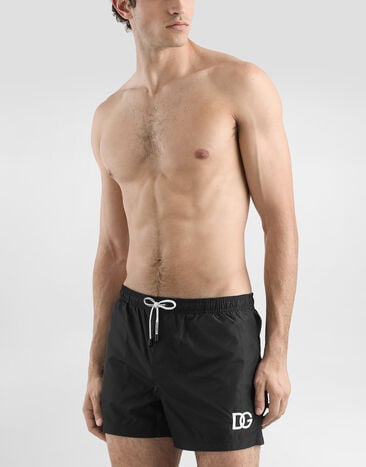 Dolce & Gabbana Kurze Badeshorts DG-Patch Schwarz M4F29TFUSFW