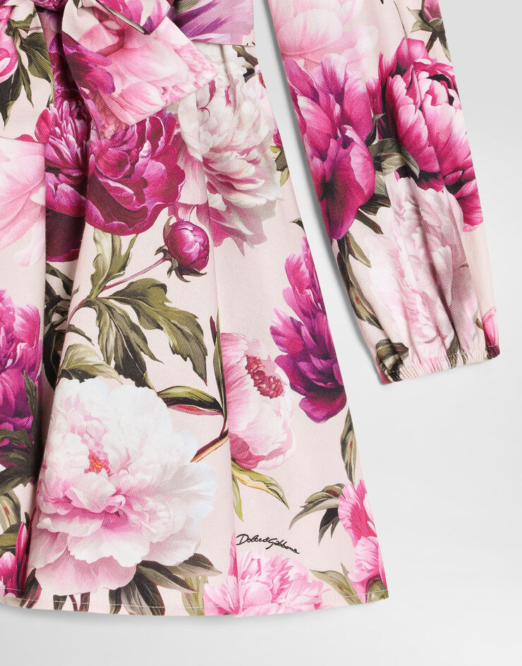 Dolce & Gabbana Kleid aus Baumwollflanell mit Pfingstrosen-Print Dolce & Gabbana Kleid aus Baumwollflanell mit Pfingstrosen-Print Multicolor L54DV4G7QZV