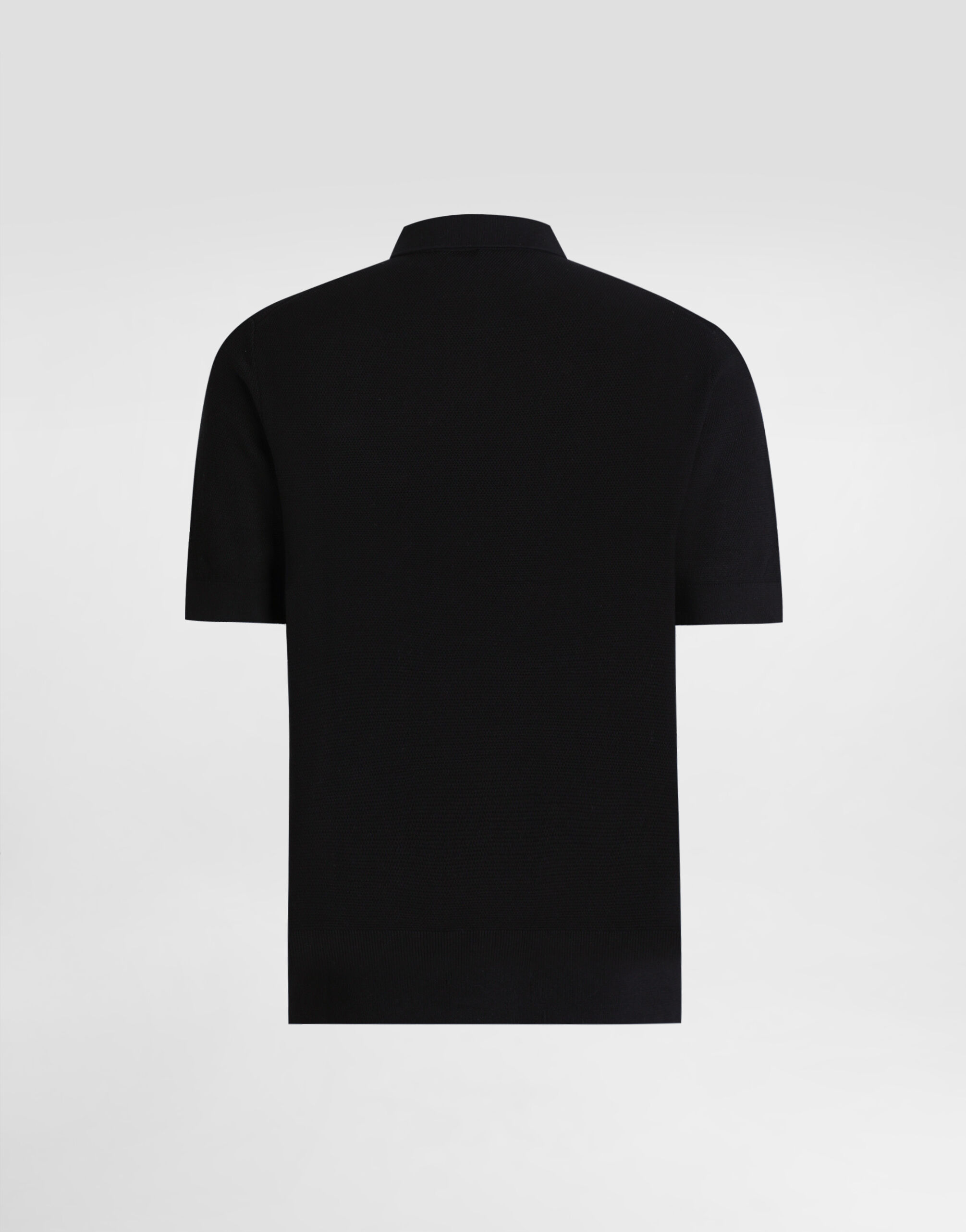 DOLCE & GABBANA ブラックポロシャツ ブラックのメンズ ロゴプレート コットン ポロシャツ | Dolce&Gabbana®