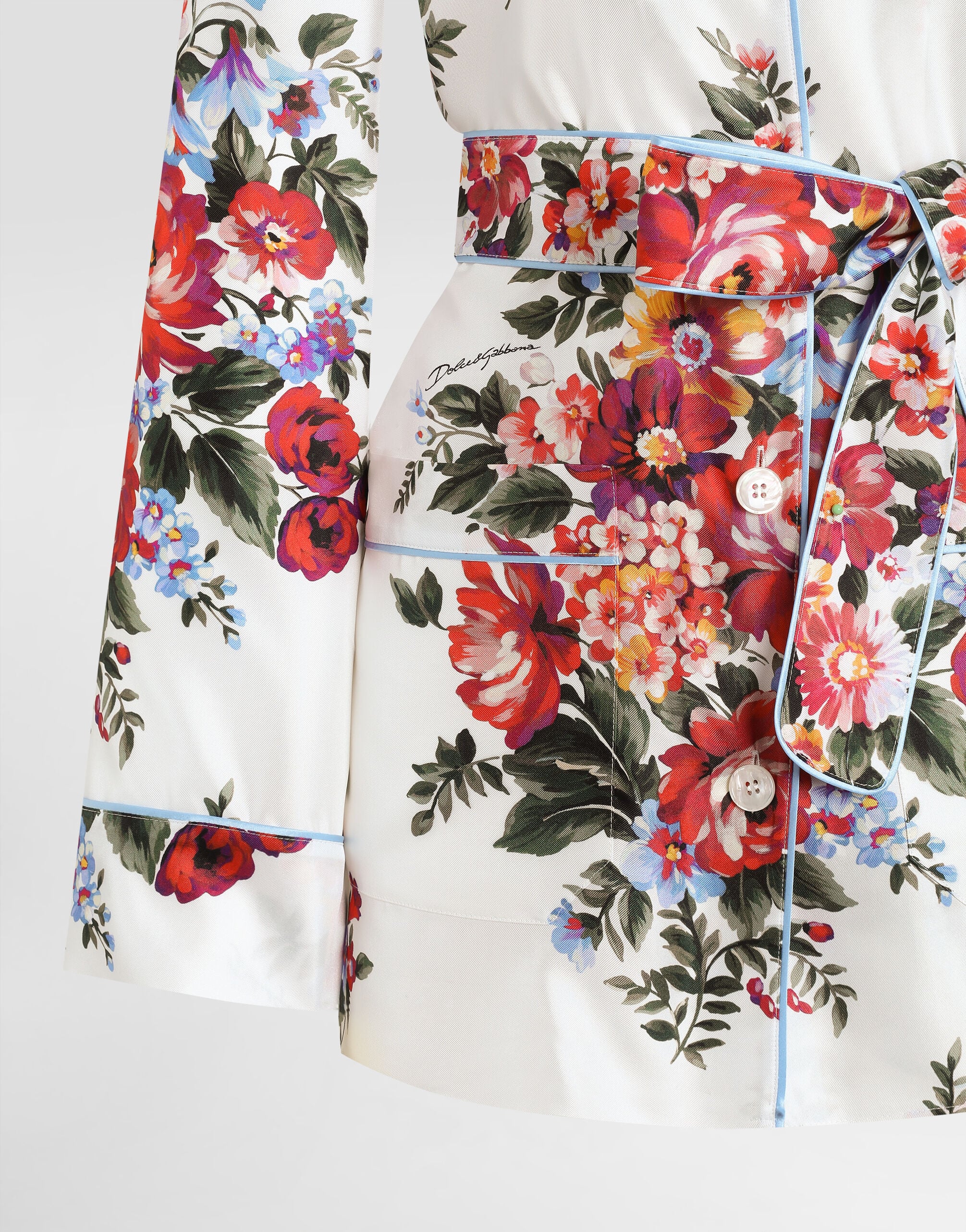 Flower bouquet-print twill shirt in Multicolor for Women