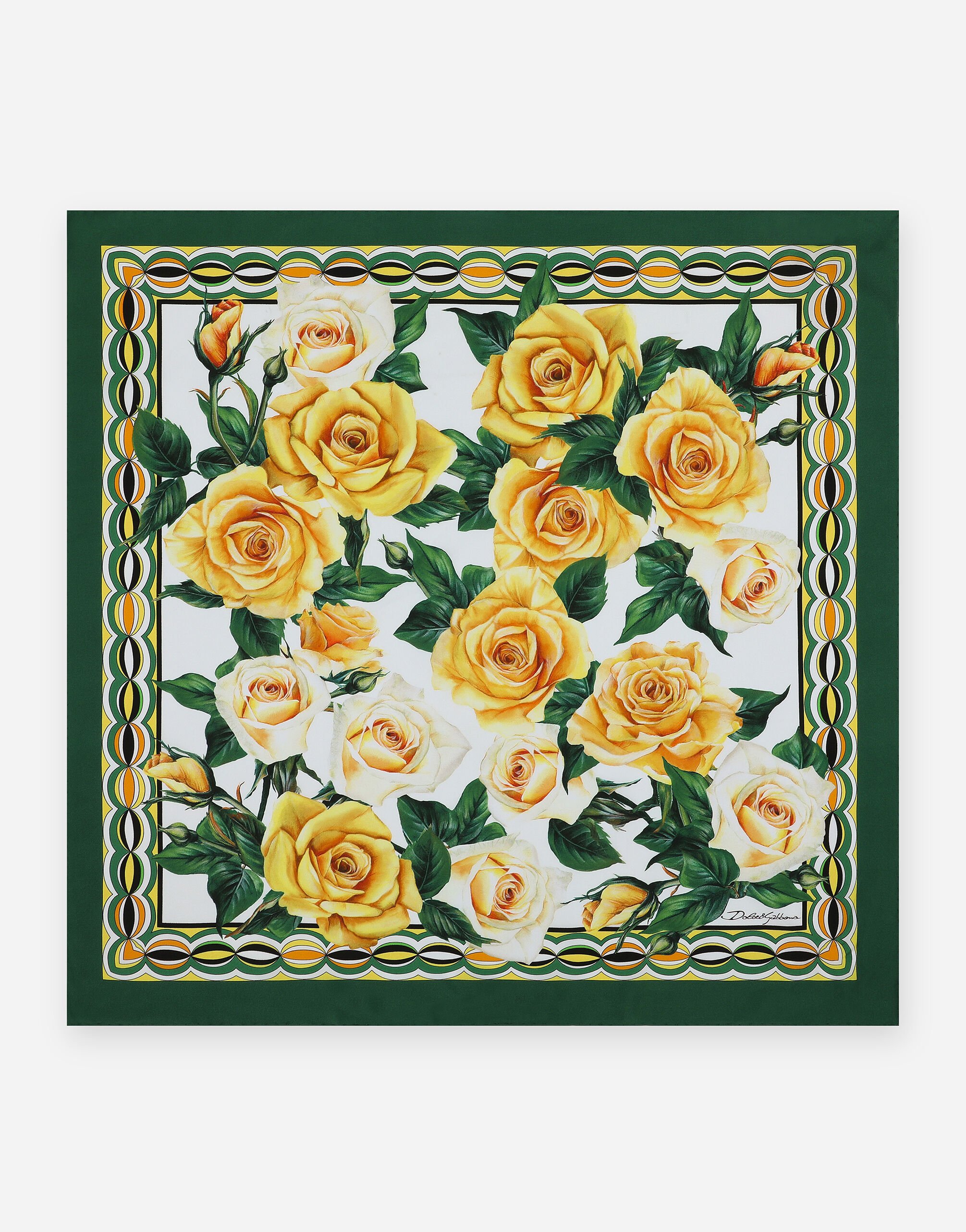 Dolce & Gabbana Twill scarf with yellow rose print (70 x 70) Print O9A46JFSG8D