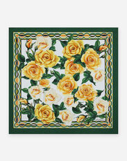 Dolce & Gabbana Twill scarf with yellow rose print (70 x 70) Multicolor FS215AGDAOU
