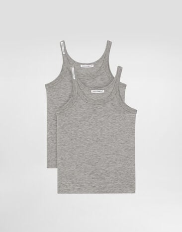 Dolce & Gabbana Short-sleeved jersey vest two-pack Grey L4J702G7OCU