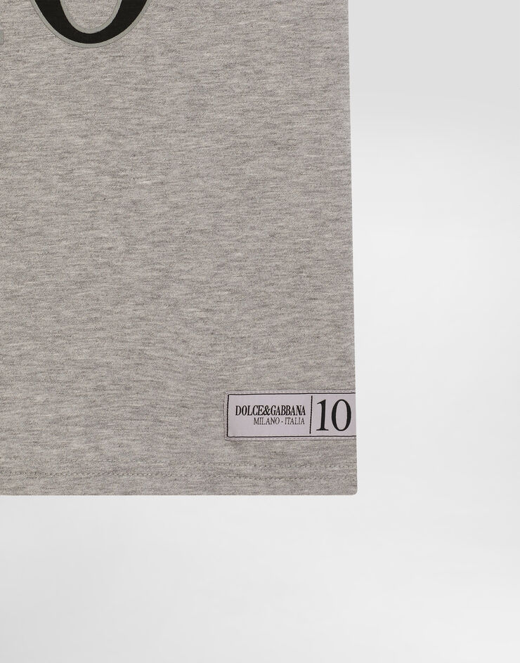 Dolce & Gabbana Jersey T-shirt with Dolce&Gabbana logo Grey L4JTHVG7O4V