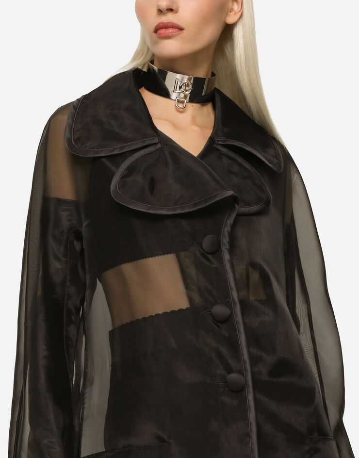 Dolce & Gabbana KIM DOLCE&GABBANA Organza trench coat with the Re-Edition label Black F0C5DTFUSYQ