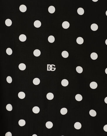 Dolce & Gabbana Camicia cropped con nodo in vita in cotone stampa pois Stampa F5P61TFSFNR