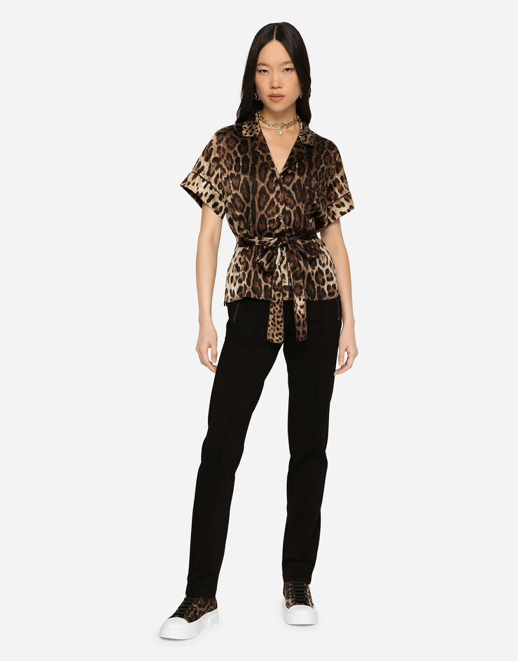 Dolce & Gabbana Pantalon en jersey avec élastique à logo Noir FTCD2TGDO95