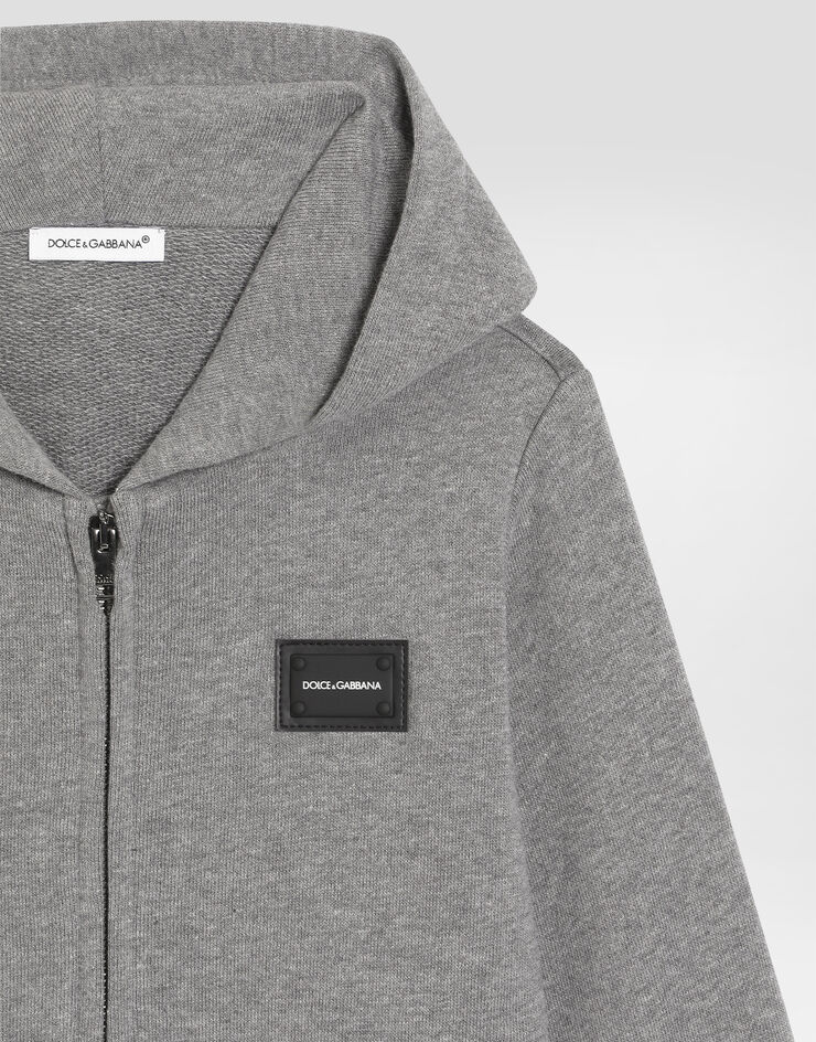 Dolce & Gabbana Sudadera de jersey con capucha y placa Gris L1JW2VG7OLJ