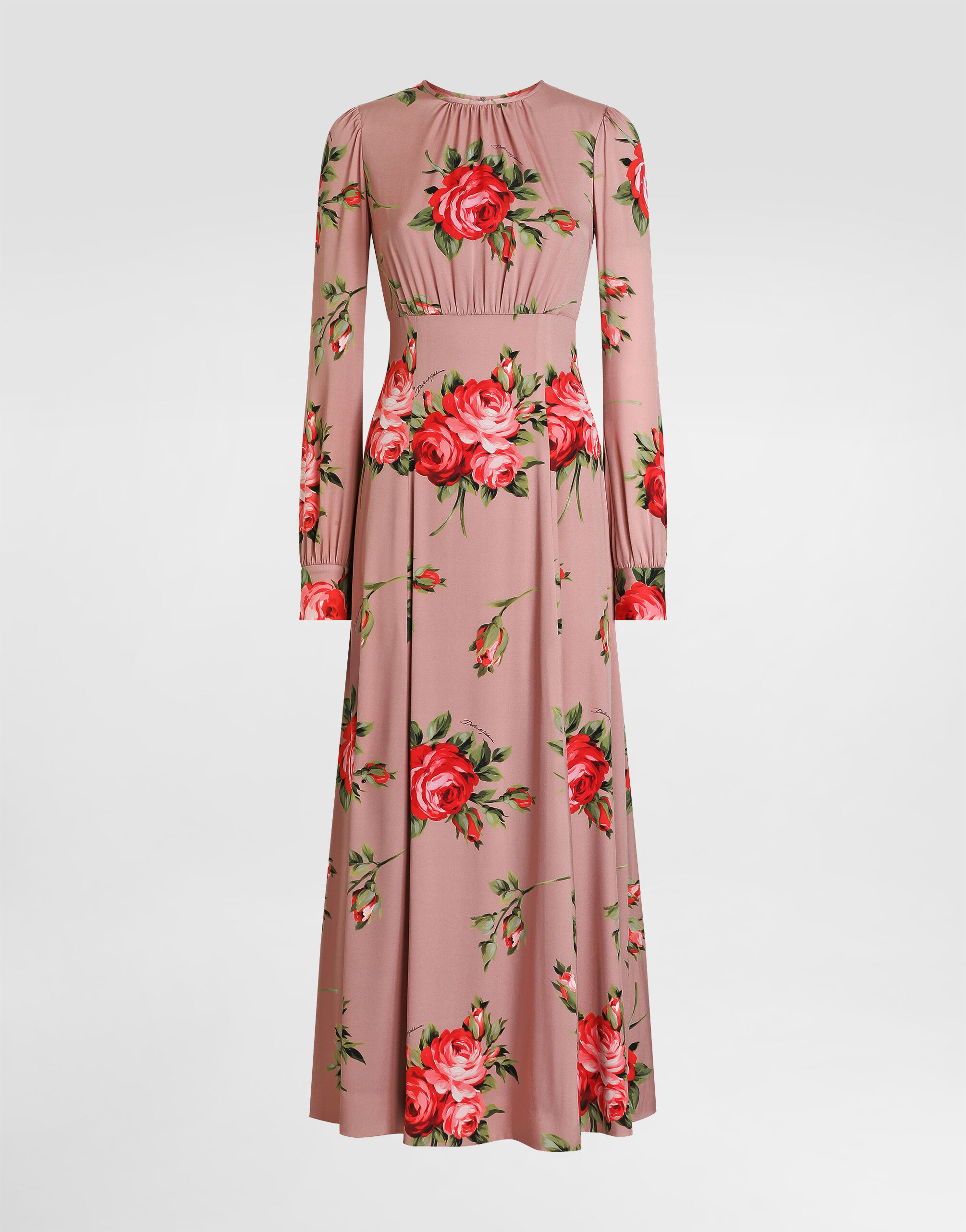 DOLCE&GABBANA ハート柄レッグウェア Multicolorのウィメンズ Rose bouquet-print charmeuse long dress