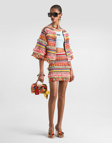 Dolce & Gabbana Short cotton skirt with embroidery Multicolor FXO47ZJGMHX