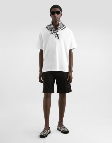 Dolce & Gabbana 스카프 디테일 코튼 티셔츠 화이트 G8SS8ZG7O8Z