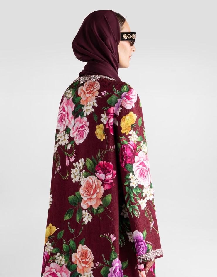 Dolce & Gabbana Jacquard coat with jewel embroidery Multicolor I0B63ZGDDP1