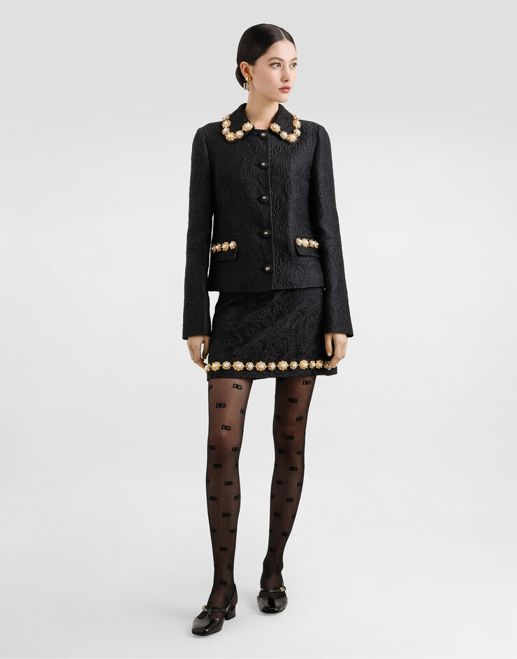 Dolce & Gabbana Chaqueta de brocado con motivo de peonías Negro F29UEZHJMQO