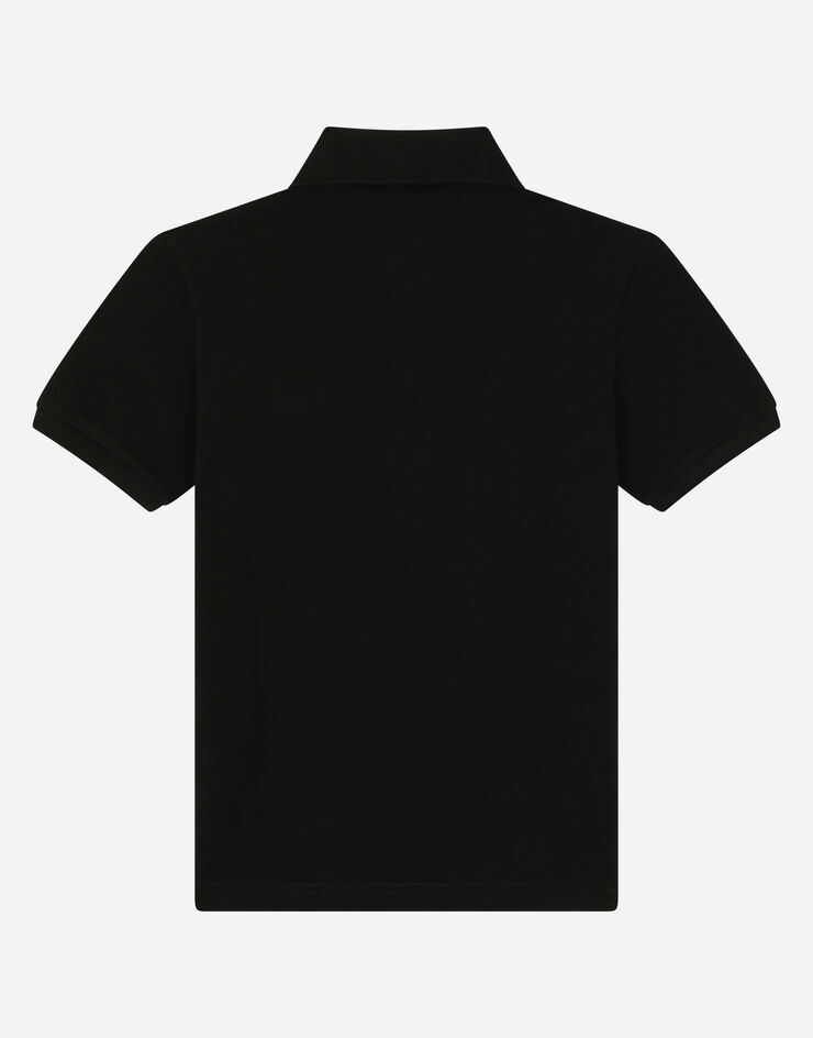 Dolce & Gabbana Cotton piqué polo-shirt with logo plate Black L4JT8VG7A5U