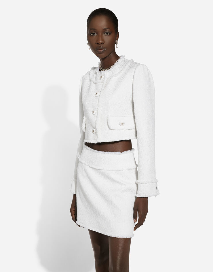 Dolce & Gabbana Minifalda de tweed raschel Blanco F4CR5THUMUA