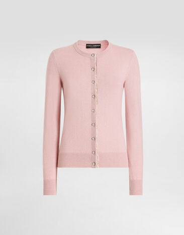 Dolce & Gabbana Cashmere cardigan with jewel buttons Pink FXV09ZJBW1M