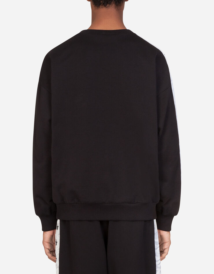 Dolce & Gabbana JERSEY SWEATER WITH DOLCE&GABBANA EMBROIDERY BLACK G9OI5ZFU7DU