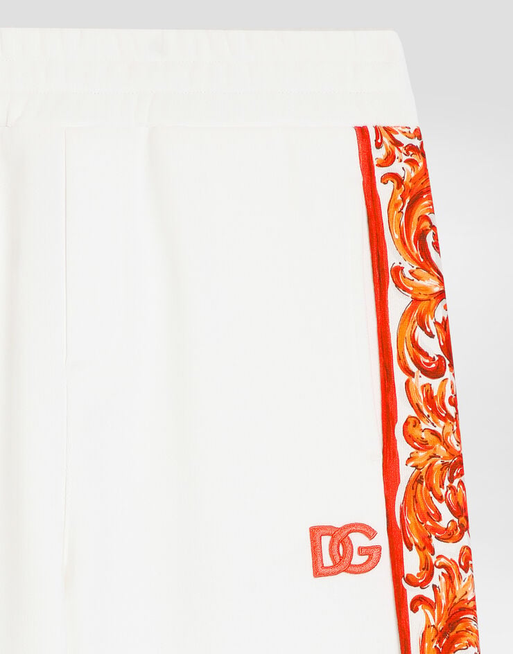 Dolce & Gabbana Majolica-print fleece trousers White L5JPI8G7P4K