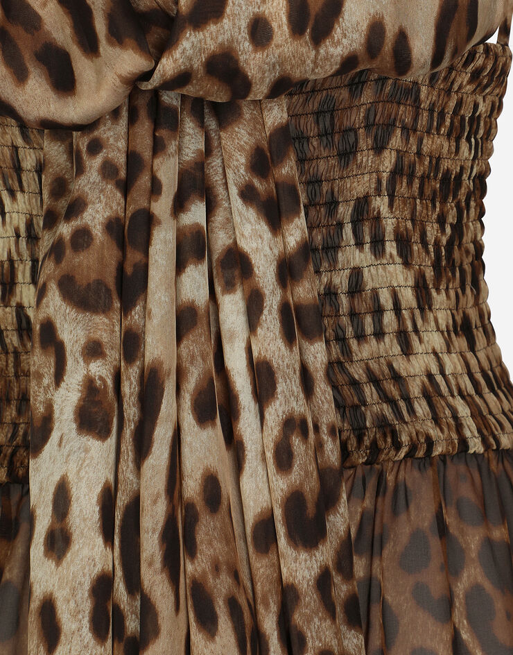 Dolce & Gabbana Long leopard-print chiffon dress Print F6JGUTFS1AR