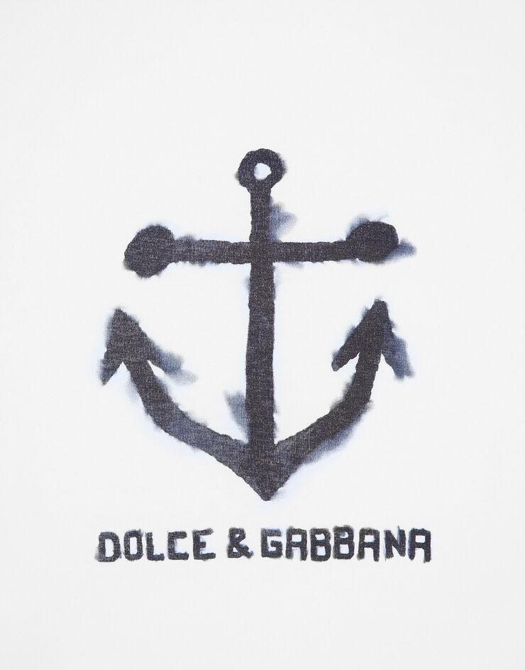 Dolce & Gabbana T-shirt à manches courtes et imprimé marine Blanc G8PB8TG7K5W