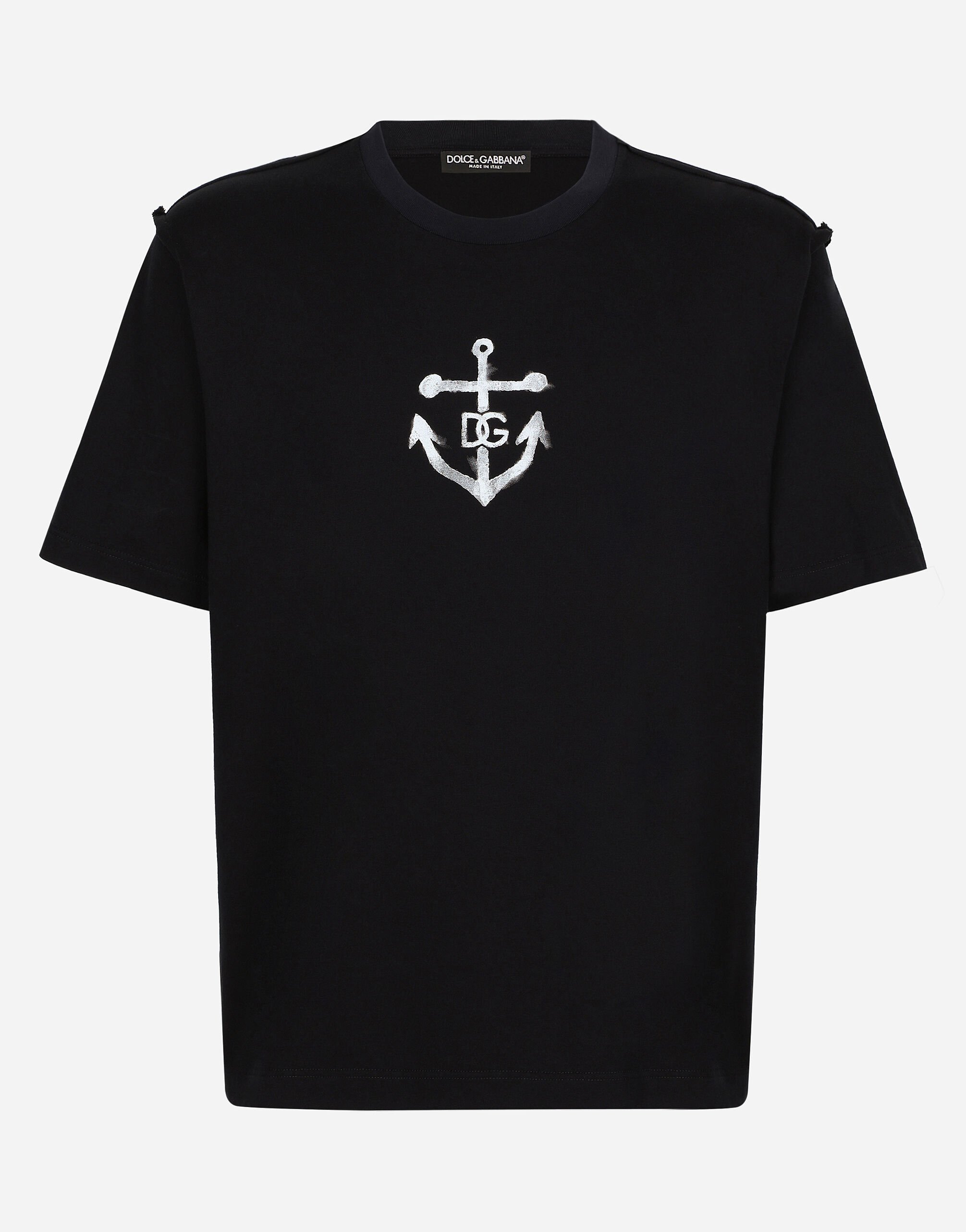 Dolce & Gabbana Short-sleeved Marina-print T-shirt Black F9O24ZFU7DU
