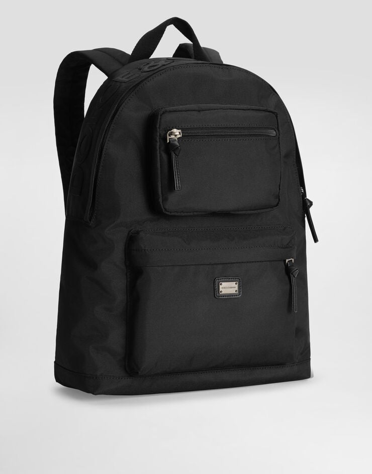 Dolce & Gabbana Nylon backpack with embroidery Black EM0123AN263