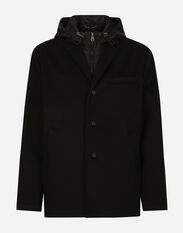 Dolce & Gabbana Single-breasted cashmere jacket with hood Black G020RTHUMDQ