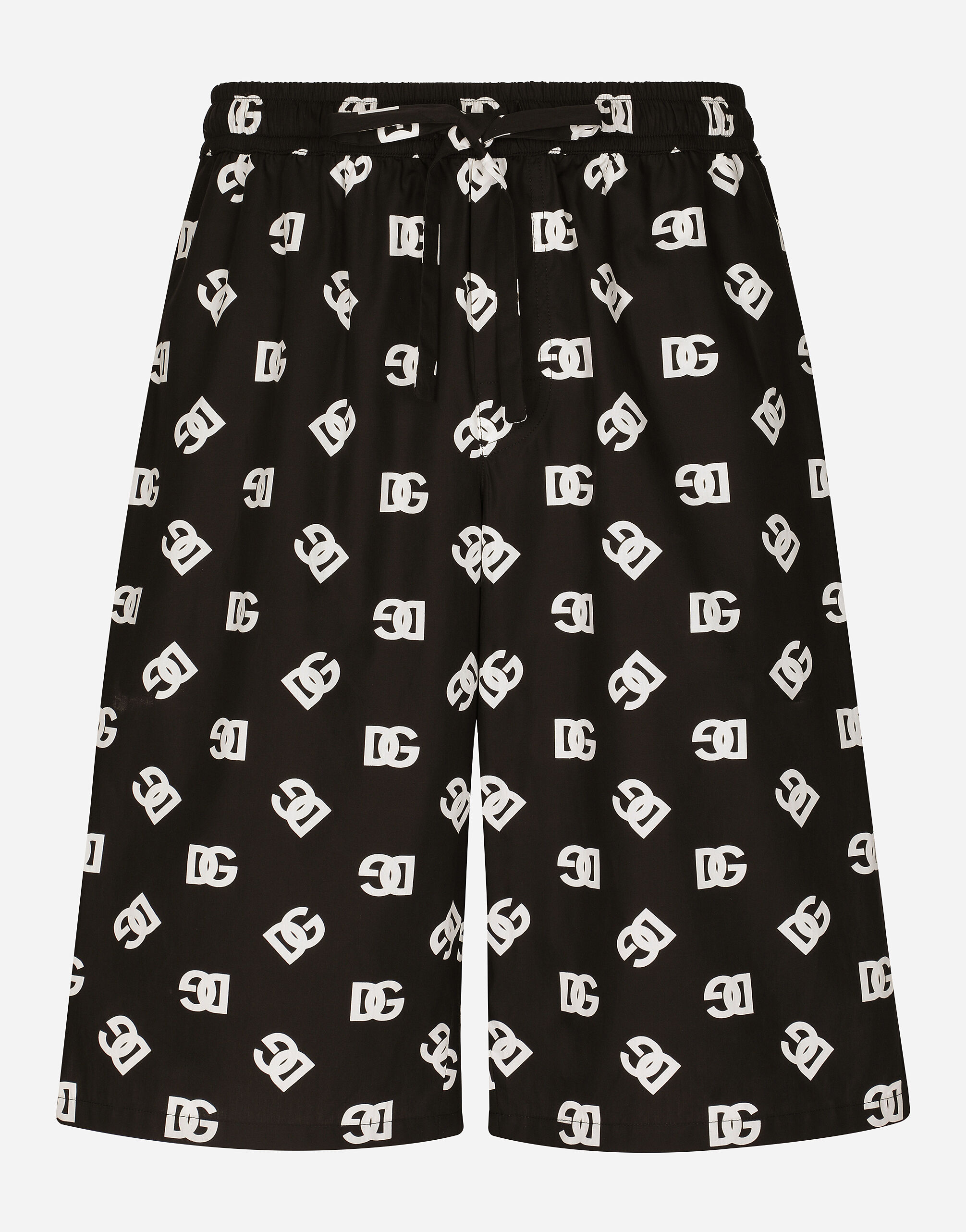 Dolce & Gabbana Cotton jogging shorts with DG Monogram print Black G4HXATG7ZXD