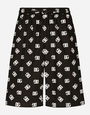 Dolce & Gabbana Cotton jogging shorts with DG Monogram print Black G4HXATG7ZXD