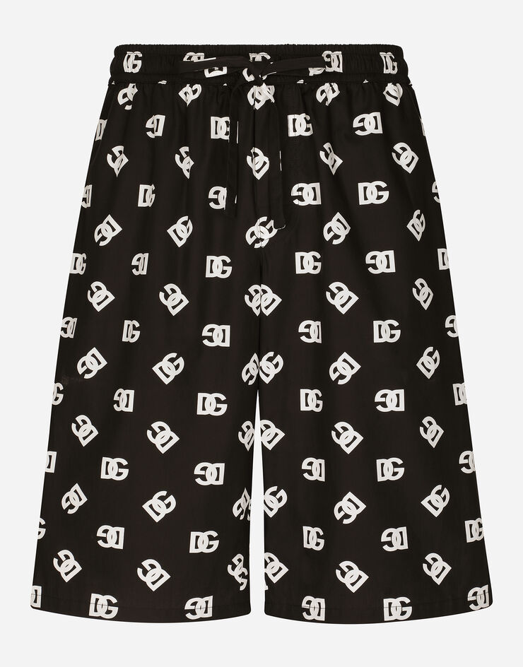Dolce & Gabbana Cotton jogging shorts with DG Monogram print Multicolor GV37ATHS5OO