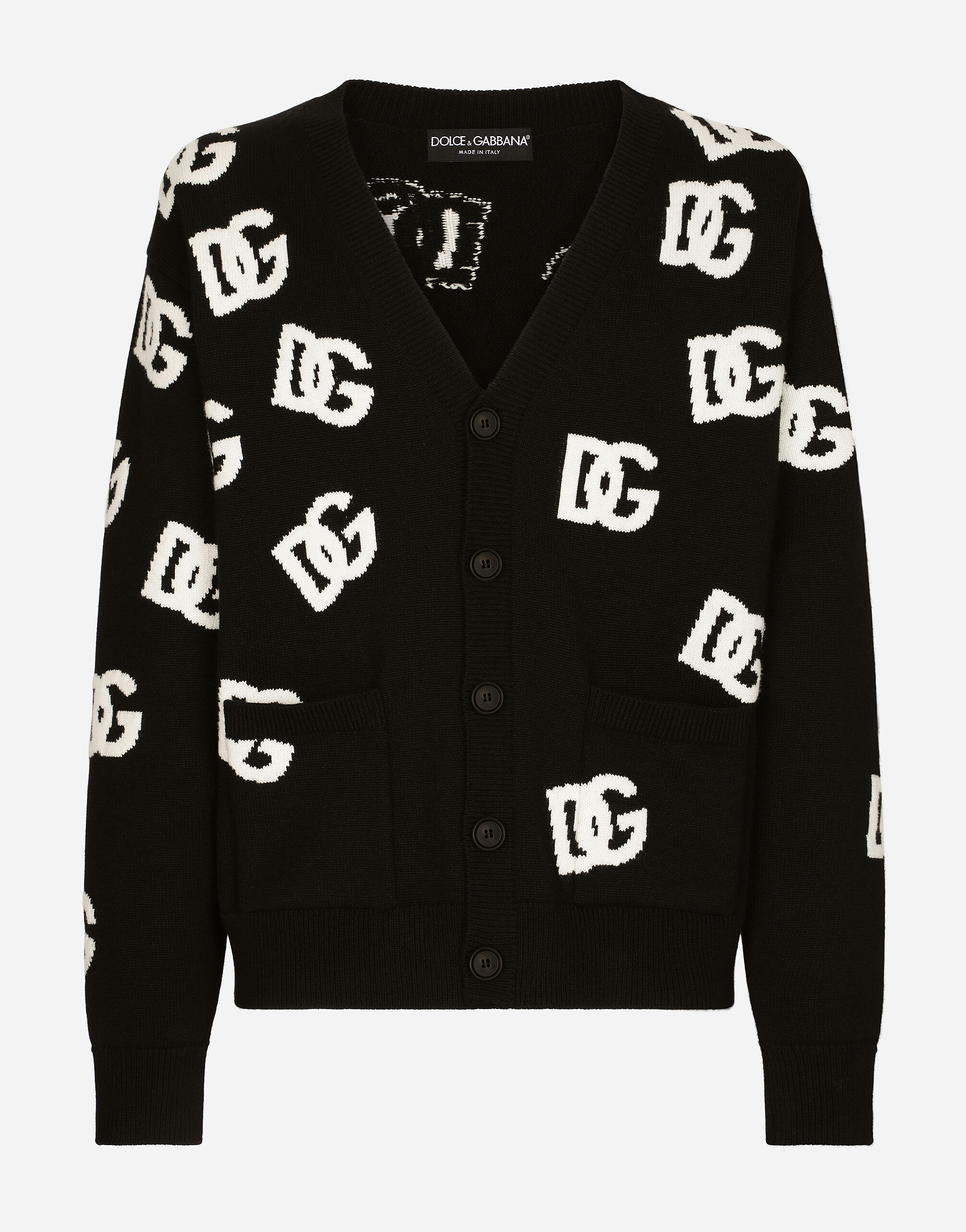 Dolce & Gabbana Wool inlay cardigan with DG Monogram detail Multicolor GXX13TJFMY4