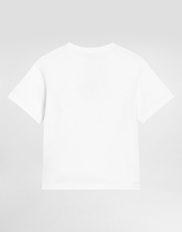 Dolce & Gabbana Short-sleeved t-shirt with embossed DG majolica-print logo Multicolor L4JTHVG7NVC
