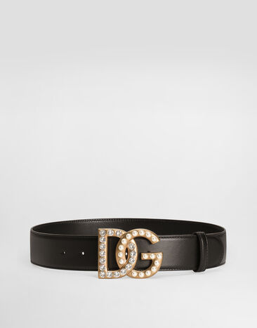 Dolce & Gabbana Gürtel aus Kalbsleder mit DG-Schmucklogo Mehrfarbig BE1446AQ339