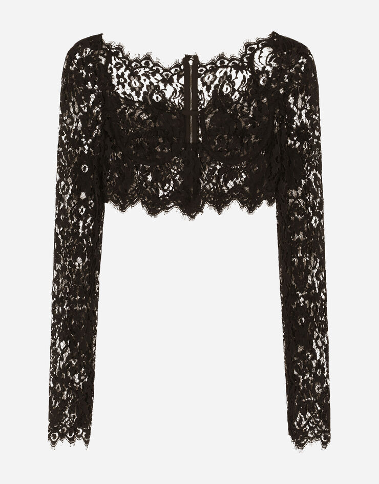Dolce & Gabbana Long-sleeved lace corset top Black F754GTFLSFV