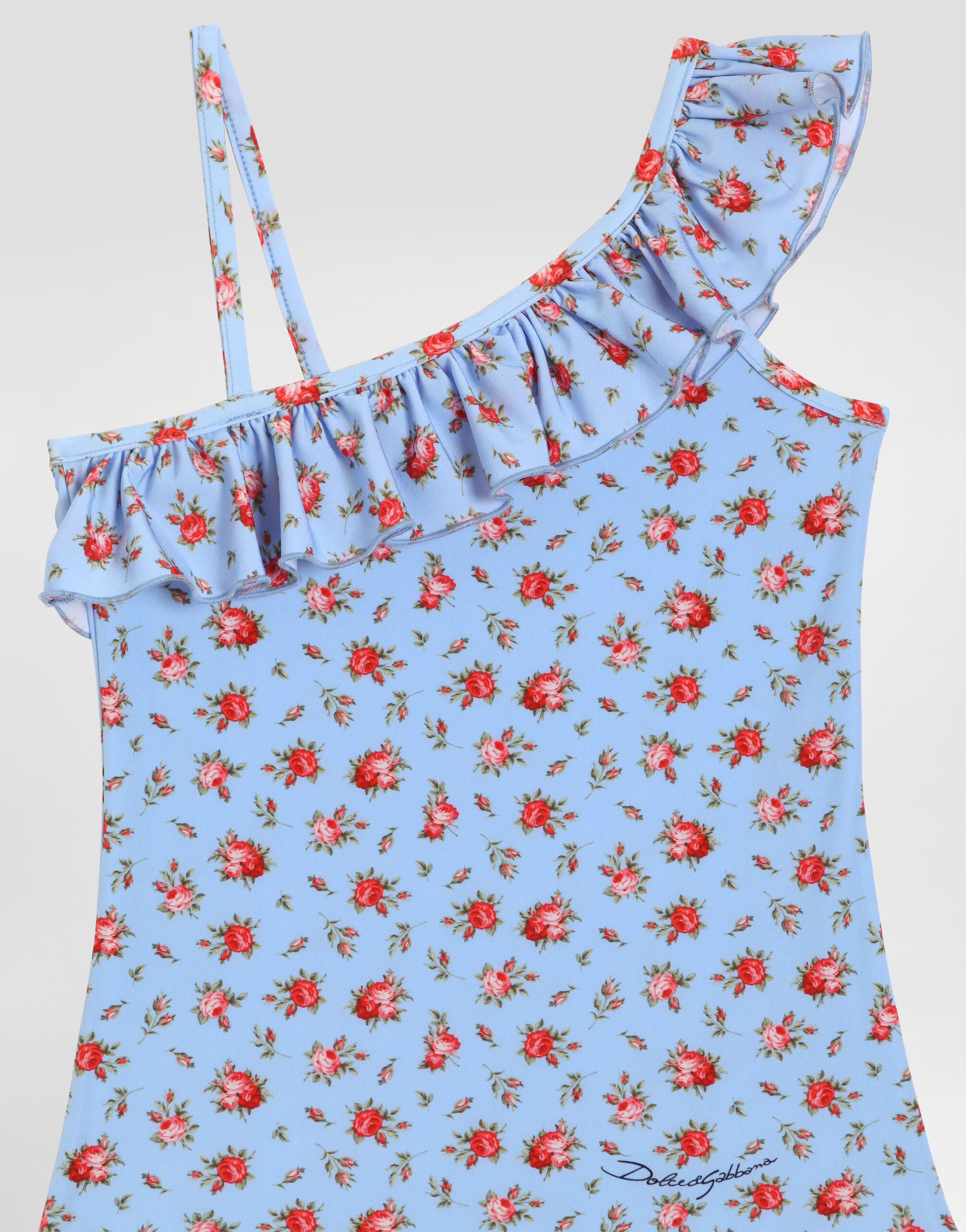 Small rose-print one-piece swimsuit in Multicolor for Girls