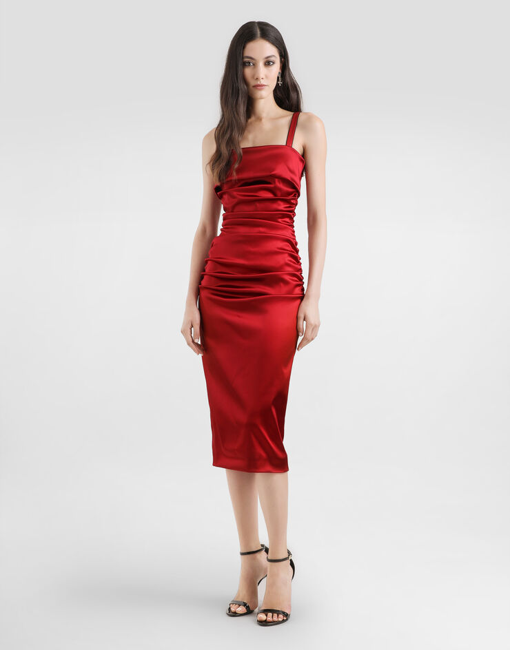 Dolce & Gabbana Stretch satin fitted dress Bordeaux F6TYJTFURAD