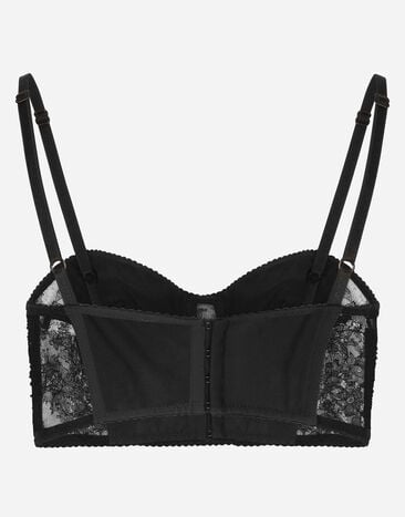 Dolce & Gabbana Lace balconette corset with straps Black O1F11TONN77