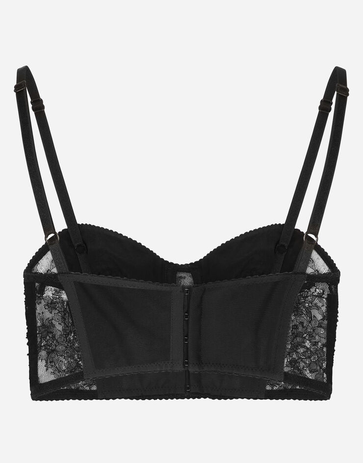 Dolce & Gabbana Lace balconette corset with straps Black O1F11TONN77