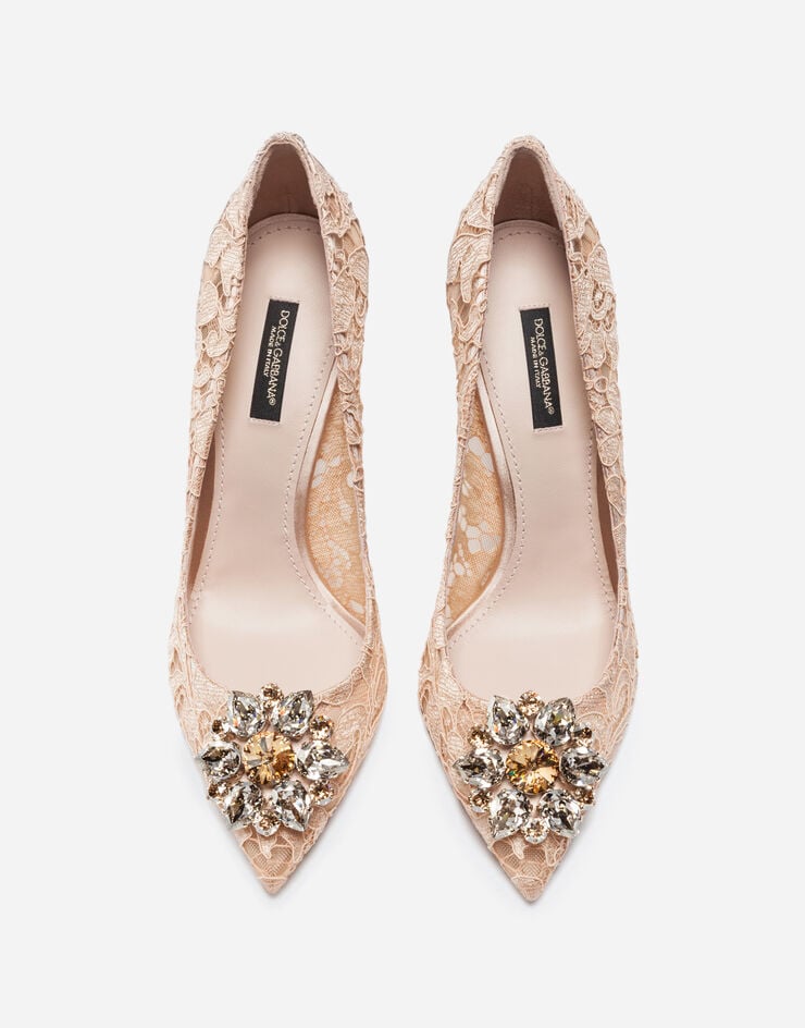Dolce & Gabbana Lace rainbow pumps with brooch detailing Pink CD0101AL198