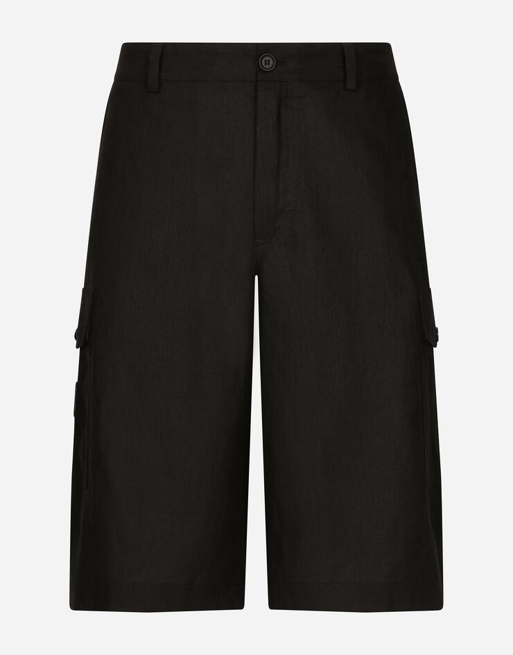 Dolce & Gabbana Cargo-Bermudas aus Leinen Schwarz GV5TATGI437