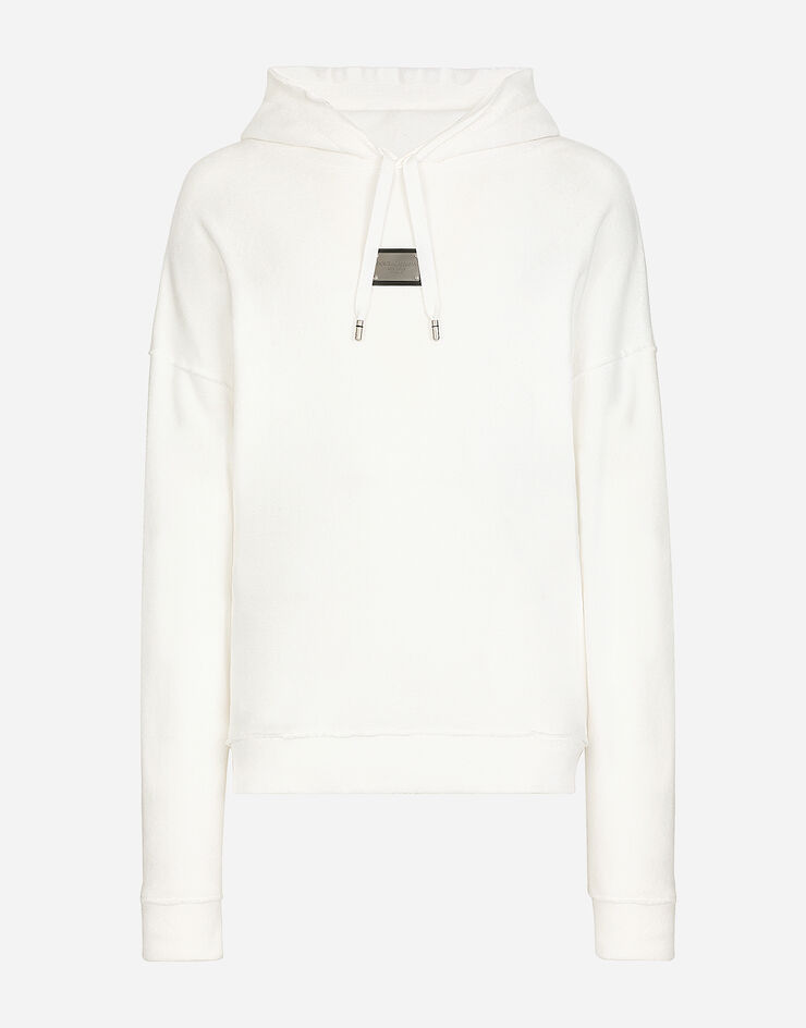 Jersey terry hoodie with logo tag in White for | Dolce&Gabbana® US