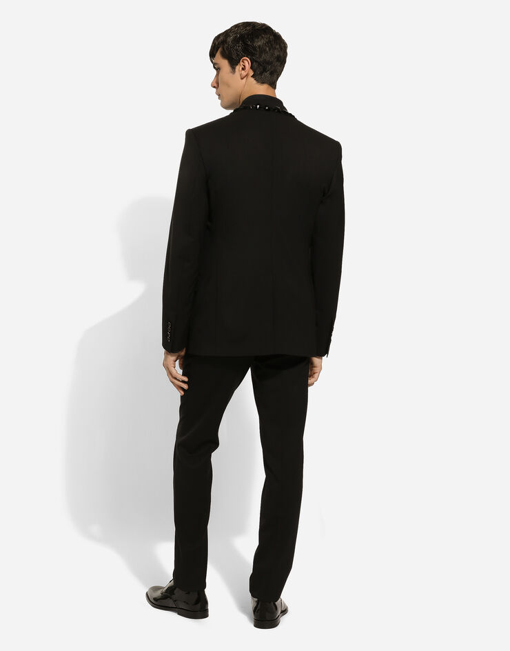 Dolce & Gabbana Pantalon en sergé de laine stretch Noir GY7BMTGH168