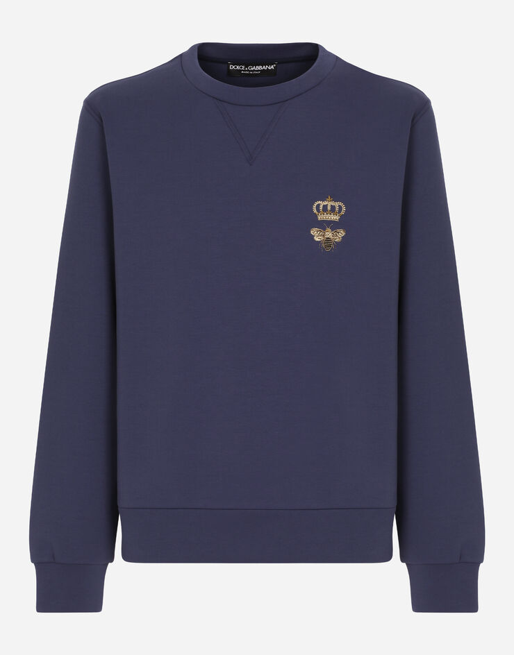 Dolce&Gabbana Sudadera en punto de algodón con bordado Bleu G9ABJZHU7H9