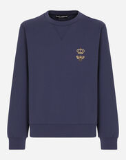 Dolce & Gabbana Cotton jersey sweatshirt with embroidery Blue G9ASRTG7K3Z