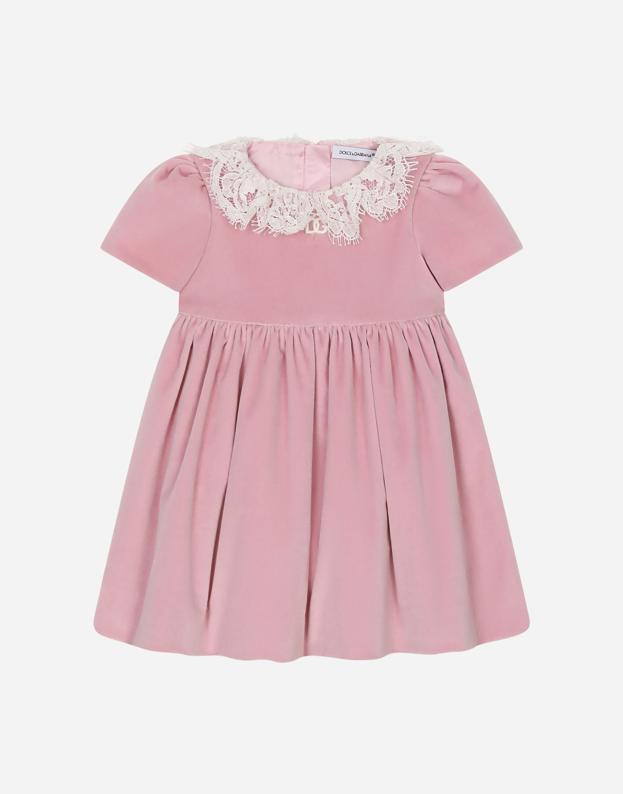 Velvet dress with lace collar outlet