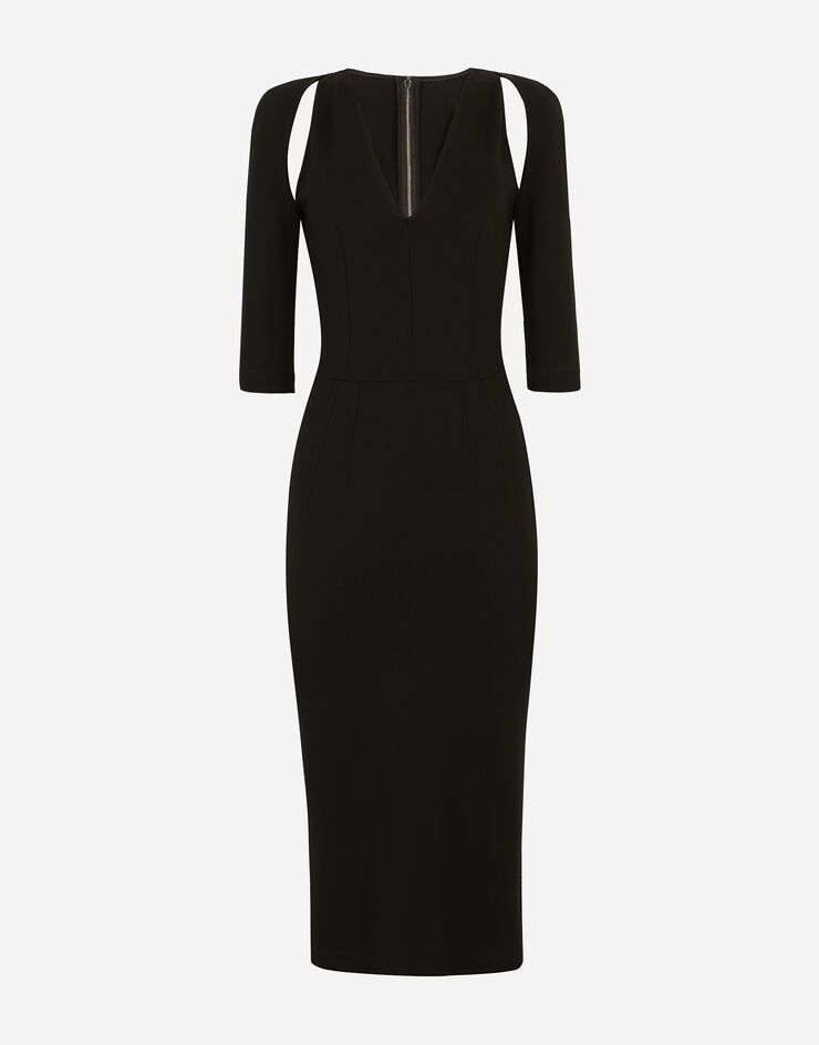 Dolce & Gabbana Jersey calf-length dress with cut-outs Black F6ZI7TFUGKF