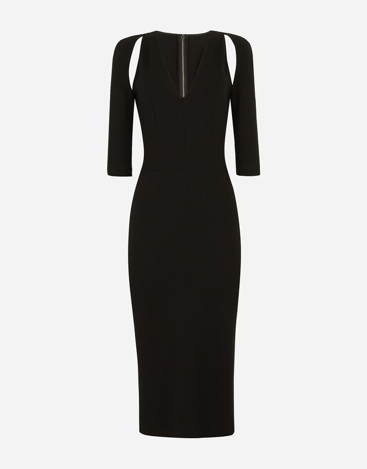 Dolce & Gabbana 挖剪装饰平纹针织中长连衣裙 黑 F6ZI7TFUGKF