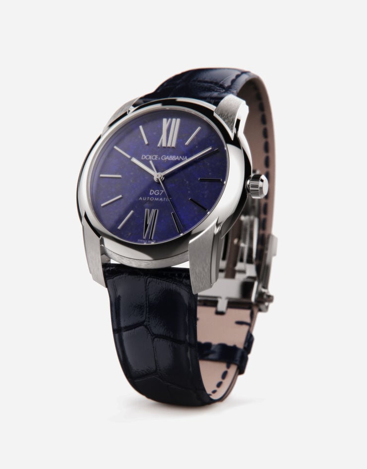 Dolce & Gabbana ساعة DG7 من الفولاذ مرصعة باللازورد أزرق WWFE1SWW063