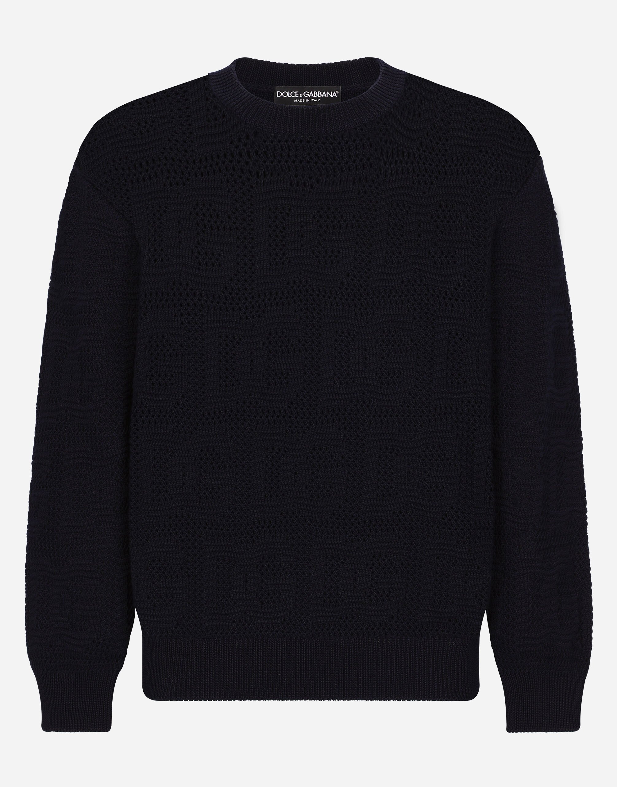 Dolce & Gabbana Cotton jacquard sweater with all-over jacquard DG Black GXN41TJEMI9